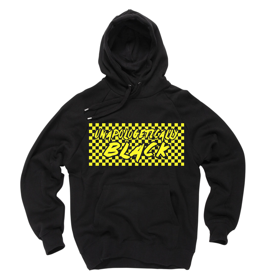 Checkered Unapologetically Black Hoodie - Black10.com